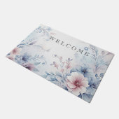 Paillasson Aquarelle bleu rose floral mat (Incliné)