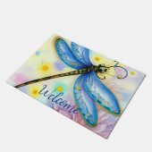 Paillasson Aquarelle Bleue Dragonfly, Personnaliser le mat de (Incliné)