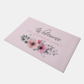 Paillasson Aquarelle botanique chic rose pâle (Incliné)