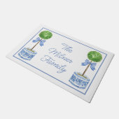 Paillasson Aquarelle Chinoiserie Blue Bow Topiary (Incliné)