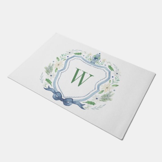 Paillasson Aquarelle Chinoiserie Ginger Jar Monogram Crest (Incliné)