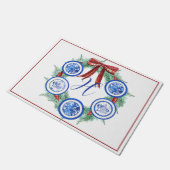 Paillasson Aquarelle Chinoiserie Plaques Monogramme de couron (Incliné)