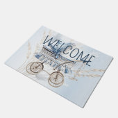 Paillasson Aquarelle Cute Classic Poussette Bleu Floral (Incliné)