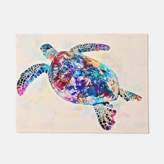 Paillasson Aquarelle de la tortue de mer d'Hawaï (Devant)