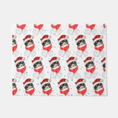 Paillasson Aquarelle de Noël Chat Tricolée avec Écharpe (Devant)