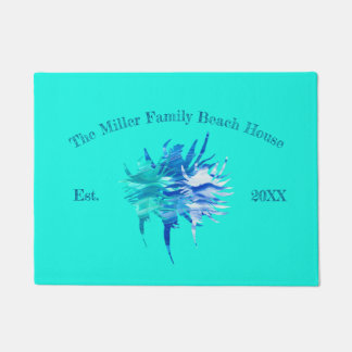Paillasson Aquarelle de silhouette de conque bleu turquoise A