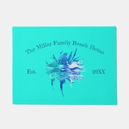 Paillasson Aquarelle de silhouette de conque bleu turquoise A (Devant)