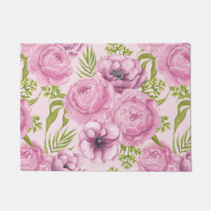 Paillasson Aquarelle des fleurs de pivoine et d'anémone
