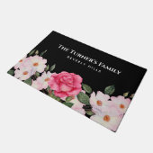 Paillasson Aquarelle Doux rose blanc Roses illustration (Incliné)