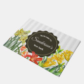 Paillasson Aquarelle Fleurs de printemps Illustration florale (Incliné)