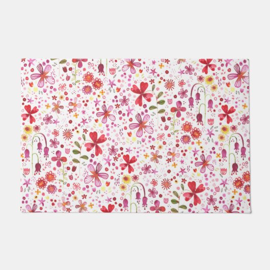 Paillasson Aquarelle florale colorée Boho (Devant)