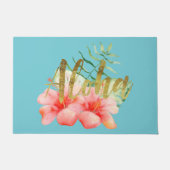 Paillasson Aquarelle florale de ketmie tropicale de feuille (Devant)