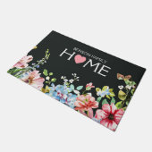 Paillasson Aquarelle Florale Fleur sauvage Moderne Nom de fam (Incliné)