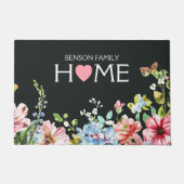 Paillasson Aquarelle Florale Fleur sauvage Moderne Nom de fam (Devant)