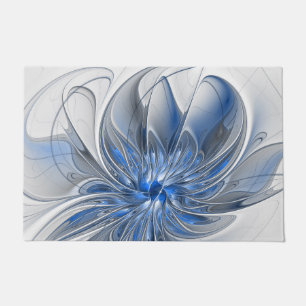 Paillasson Aquarelle gris bleu Abstrait Fractal Art Flower