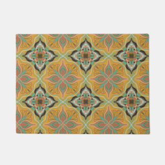 Paillasson Aquarelle Marocaine Jaune Carrelage Floral