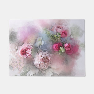 Paillasson Aquarelle modèle Roses Fleurs Floral Élégant