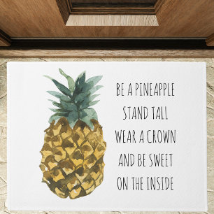 Paillasson Aquarelle moderne ananas et citation amusante posi