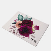 Paillasson Aquarelle monogramme Boho violet fleurs florales (Incliné)