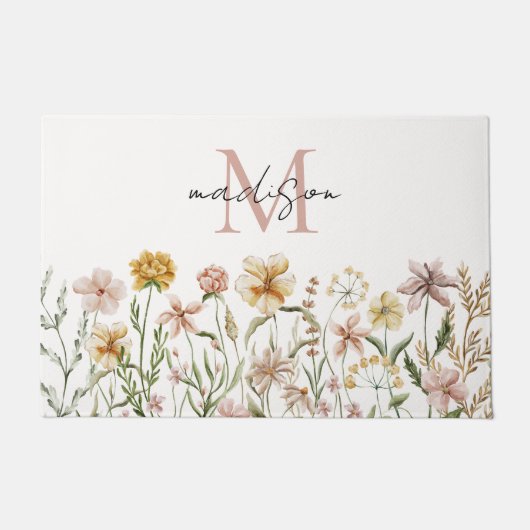 Paillasson Aquarelle monogramme Fleur sauvage Floral de prair (Devant)