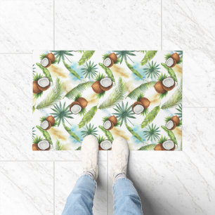 Paillasson Aquarelle Motif de noix de coco tropicale