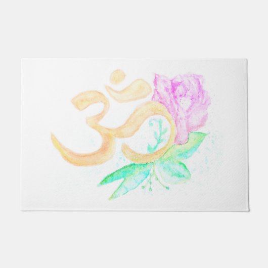 Paillasson Aquarelle OM symbole avec fleurs  (Devant)