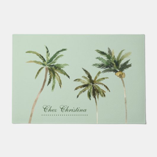Paillasson Aquarelle Palm Trees Bureau tropical Décor (Devant)