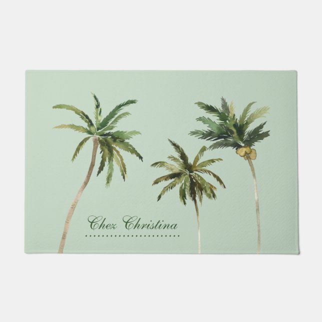 Paillasson Aquarelle Palm Trees Bureau tropical Décor (Devant)