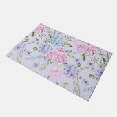 Paillasson Aquarelle Pastel Couleur Mixte Fleurs d'Hydrangée (Incliné)