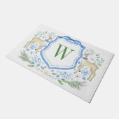 Paillasson Aquarelle Reindeder Monogram Crest Noël (Incliné)