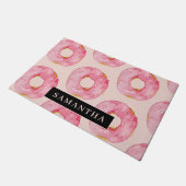 Paillasson Aquarelle rose moderne Motif avec nom (Incliné)