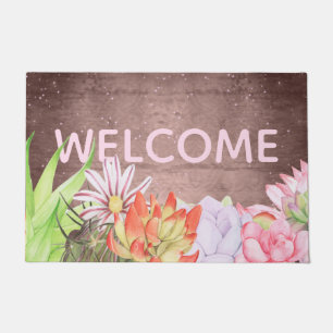 Paillasson Aquarelle rustique Succulents