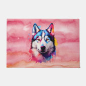 Paillasson Aquarelle Sibérienne Husky Art coloré (Devant)
