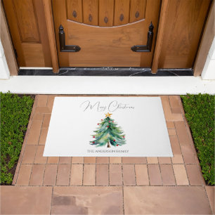 Paillasson Aquarelle simple Joyeux Arbre de Noël Bienvenue