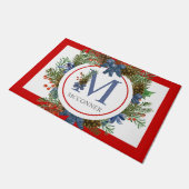 Paillasson Aquarelle tendance bleu poussiéreux de noël bal pi (Incliné)