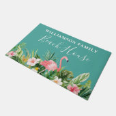 Paillasson Aquarelle Tropical Floral Nom de famille Maison de (Incliné)