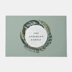 Paillasson Aquarelle tropicale feuillage intérieur fleuri