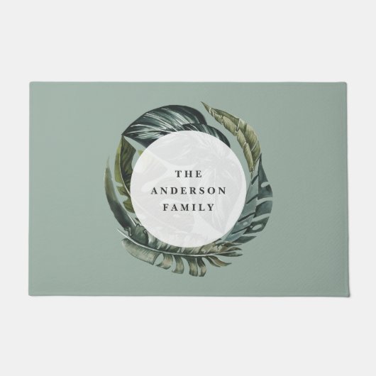 Paillasson Aquarelle tropicale feuillage intérieur fleuri (Devant)