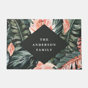 Paillasson Aquarelle tropicale feuillage intérieur fleuri