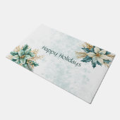 Paillasson Aquarelle Turquoise Floral Noël (Incliné)