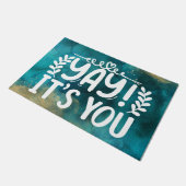 Paillasson Aquarelle Turquoise Or Funny Yay Son Citation (Incliné)