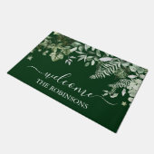 Paillasson Aquarelle Verdure Ivy Sage Ferns Nom de famille (Incliné)