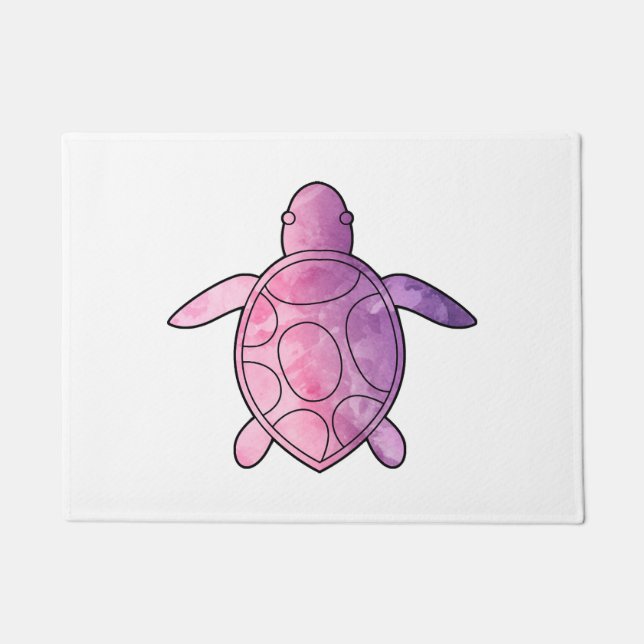 Paillasson Aquarelle violette de la tortue de mer (Devant)
