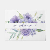 Paillasson Aquarelle violette florale personnalisée (Devant)