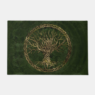 Paillasson Arbre de la vie - Yggdrasil - vert et or