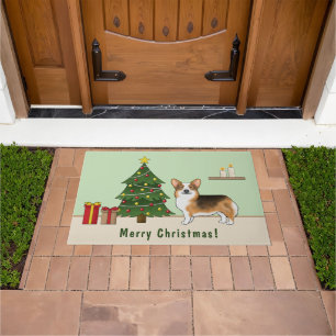 Paillasson Arbre de Noël au Tri Pembroke Welsh Corgi roux