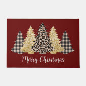 Paillasson Arbre de Noël Cheetah Imprimer Buffalo Plaid Parti (Devant)