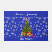 Paillasson Arbre de Noël classique et flocons de neige (Devant)