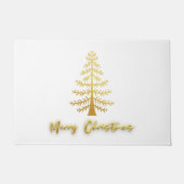 Paillasson Arbre de Noël de luxe élégant or et blanc (Devant)