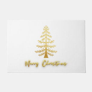 Paillasson Arbre de Noël de luxe élégant or et blanc